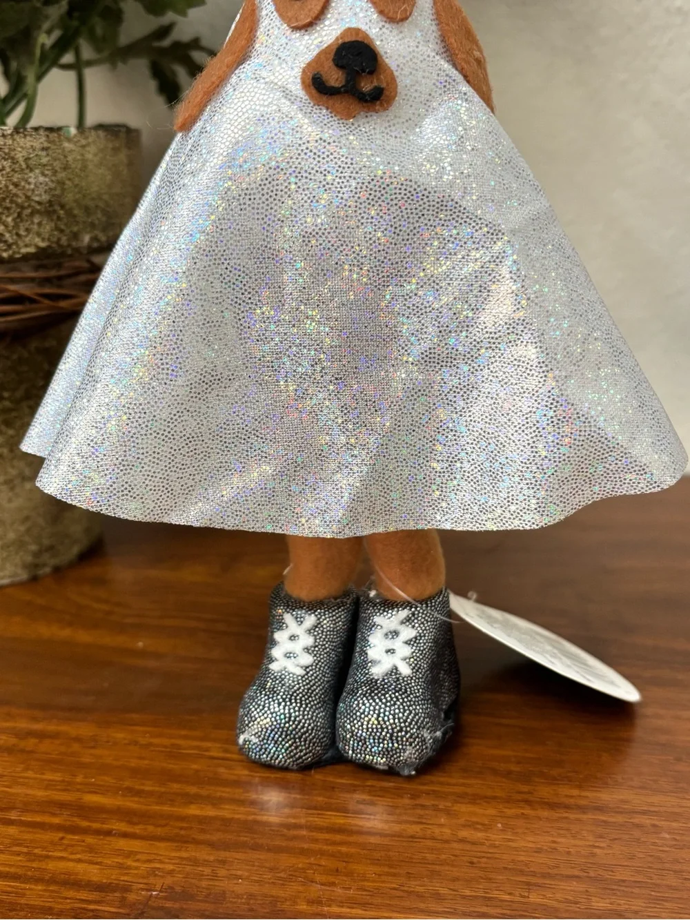 HALLOWEEN GHOST DOG SPARKLY WITH BOOTS KIDS ROOM TABLETOP DECOR NOVELTY KITSCH